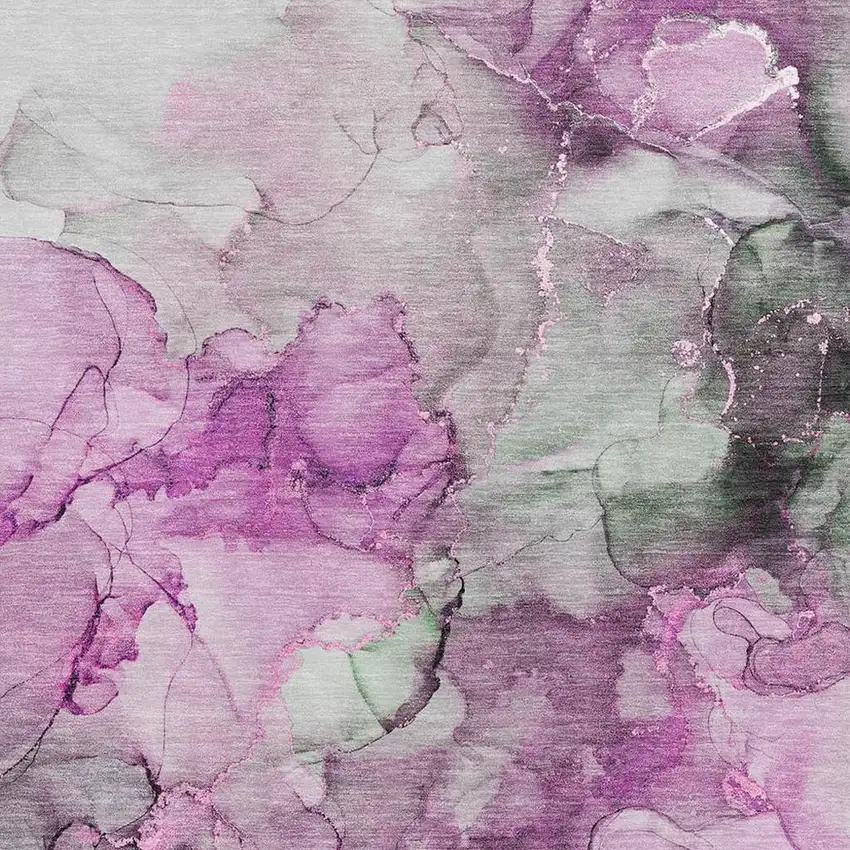 Pink Gray And Ivory Abstract Washable Area Rug With UV Protection Photo 3