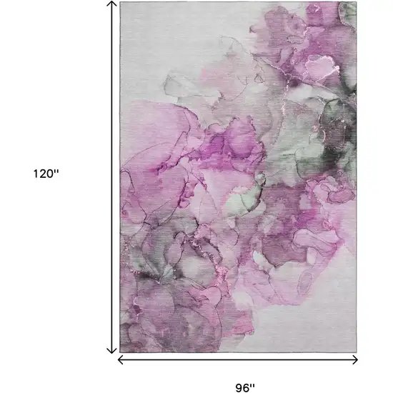 Pink Gray And Ivory Abstract Washable Area Rug With UV Protection Photo 3