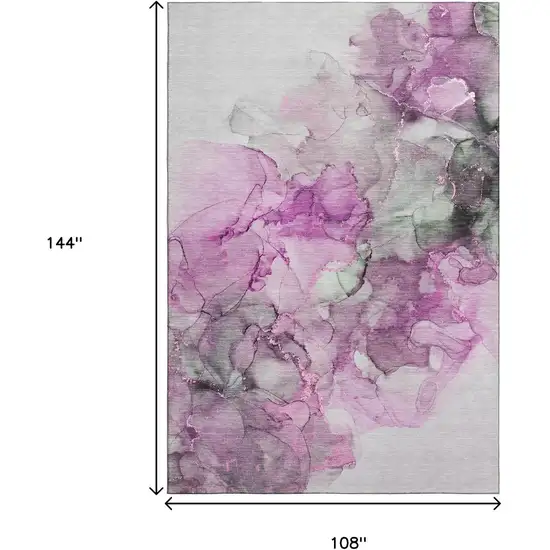 Pink Gray And Ivory Abstract Washable Area Rug With UV Protection Photo 3