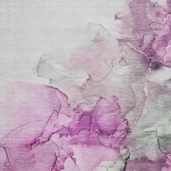 Pink Gray And Ivory Abstract Washable Area Rug With UV Protection Photo 3