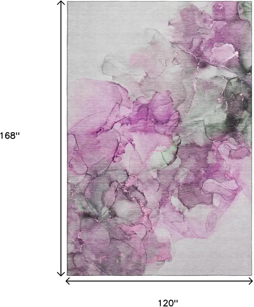Pink Gray And Ivory Abstract Washable Area Rug With UV Protection Photo 3