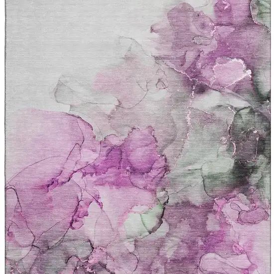 Pink Gray And Ivory Abstract Washable Area Rug With UV Protection Photo 4