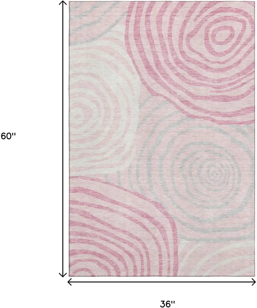 Pink Gray And Ivory Abstract Washable Area Rug With UV Protection Photo 3