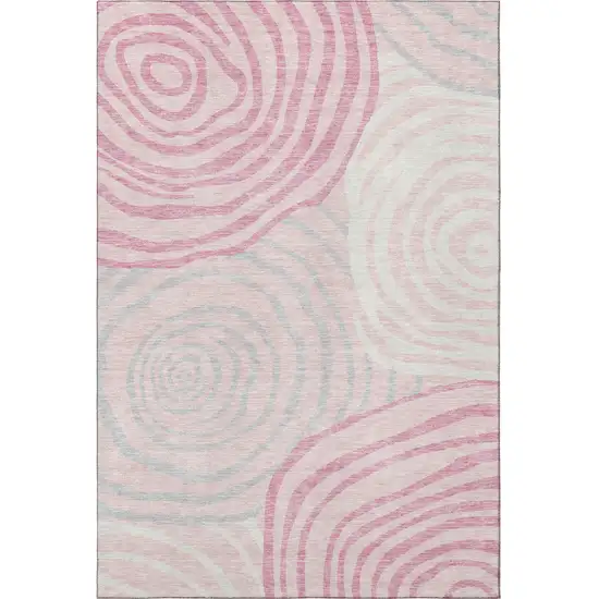 Pink Gray And Ivory Abstract Washable Area Rug With UV Protection Photo 3