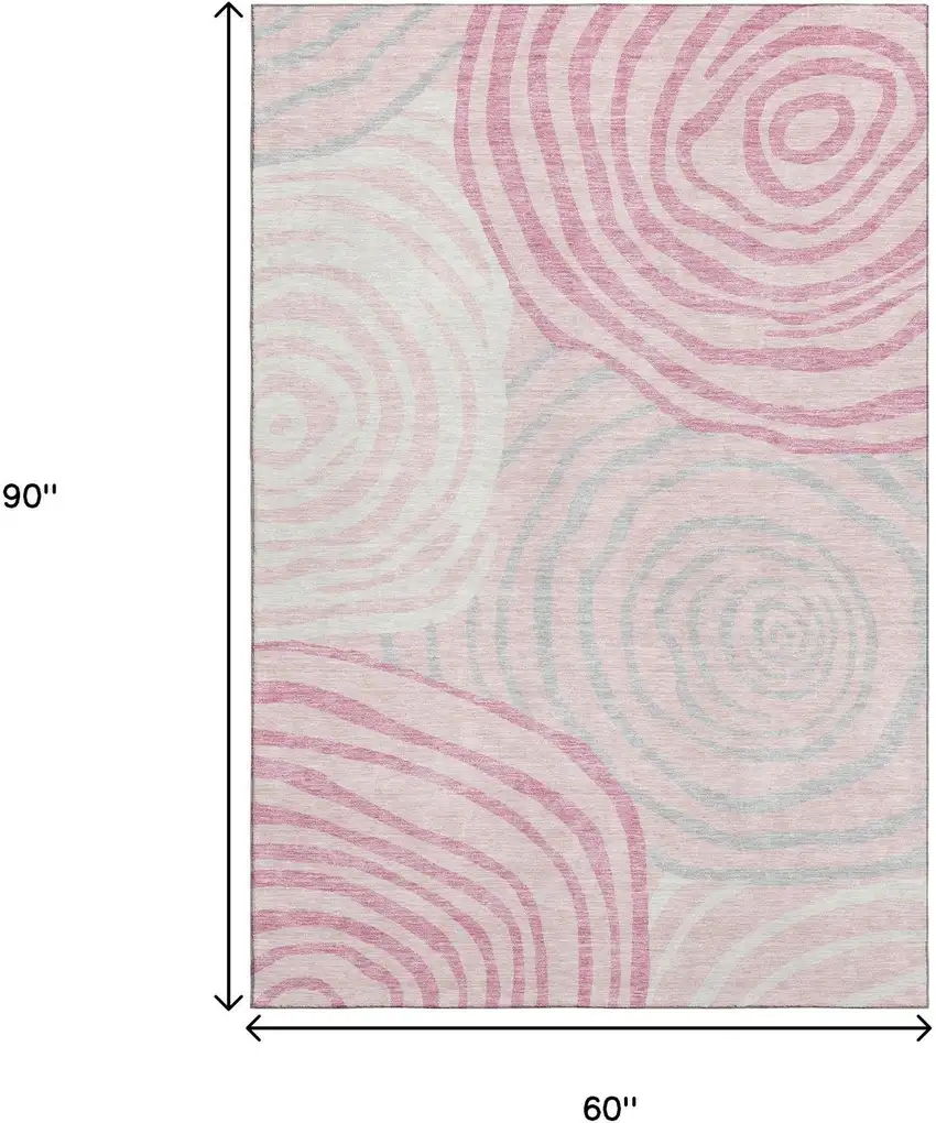Pink Gray And Ivory Abstract Washable Area Rug With UV Protection Photo 3