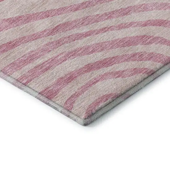 Pink Gray And Ivory Abstract Washable Area Rug With UV Protection Photo 7