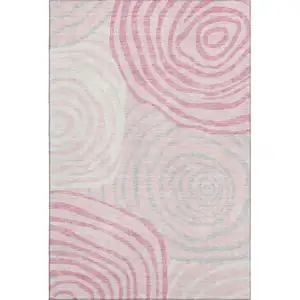 Photo of Pink Gray And Ivory Abstract Washable Area Rug With UV Protection