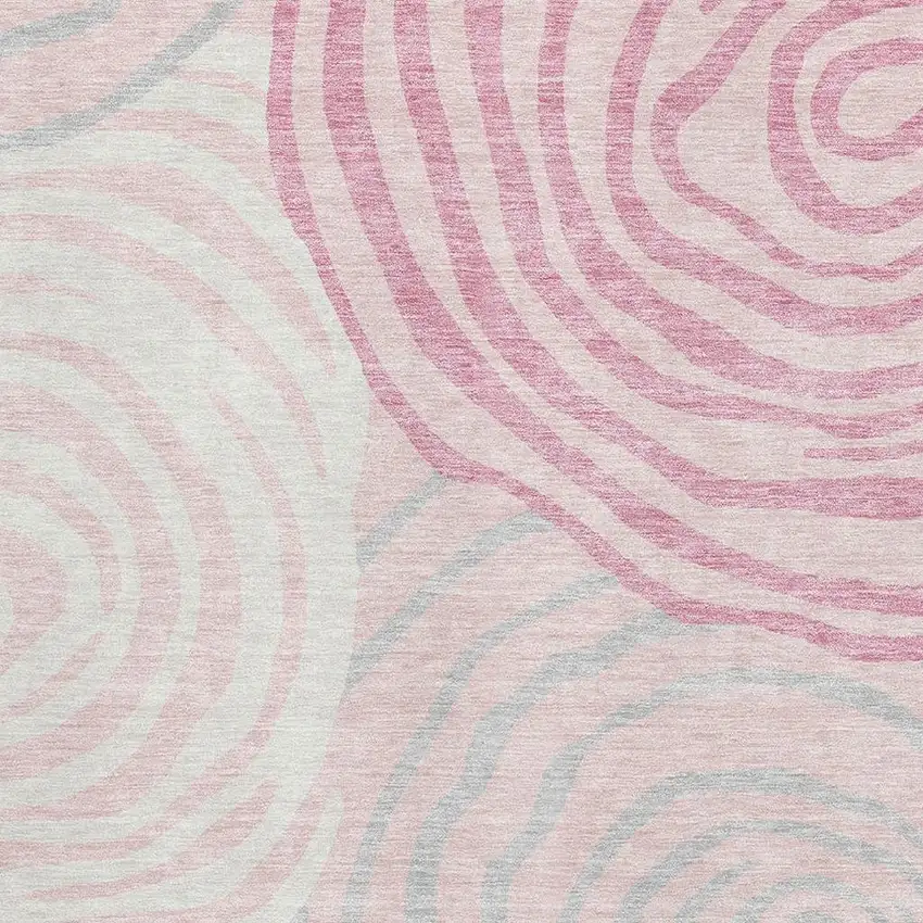 Pink Gray And Ivory Abstract Washable Area Rug With UV Protection Photo 3