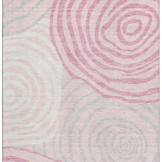 Pink Gray And Ivory Abstract Washable Area Rug With UV Protection Photo 4