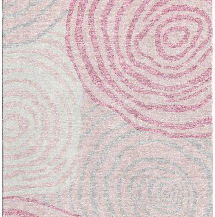 Pink Gray And Ivory Abstract Washable Area Rug With UV Protection Photo 4
