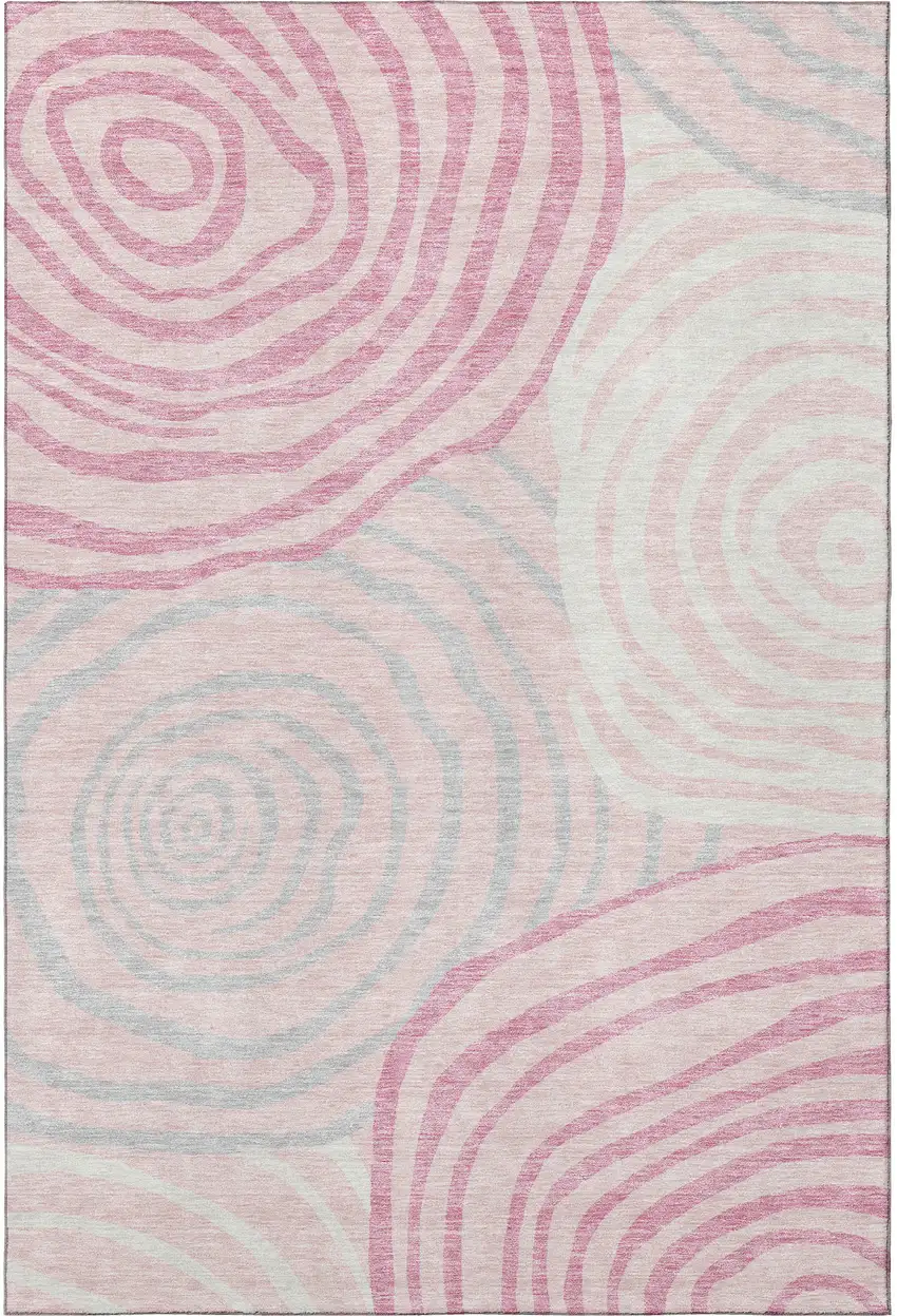 Pink Gray And Ivory Abstract Washable Area Rug With UV Protection Photo 4