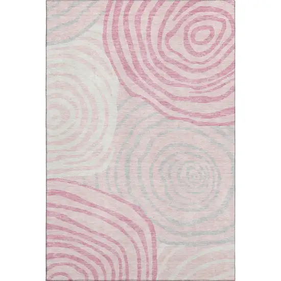Pink Gray And Ivory Abstract Washable Area Rug With UV Protection Photo 1