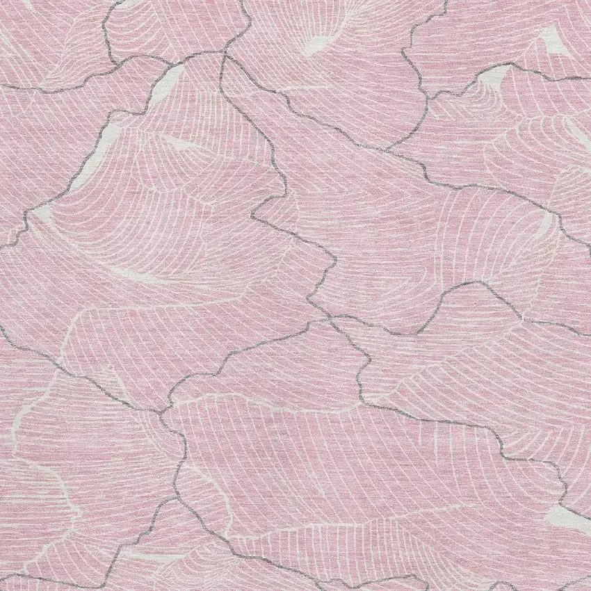 Pink Gray And Ivory Abstract Washable Area Rug With UV Protection Photo 2