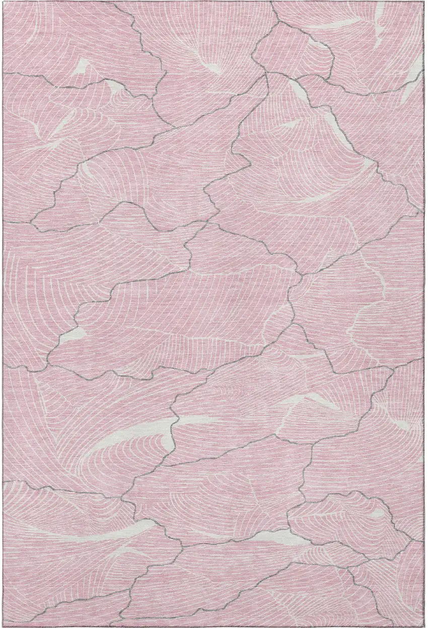 Pink Gray And Ivory Abstract Washable Area Rug With UV Protection Photo 3
