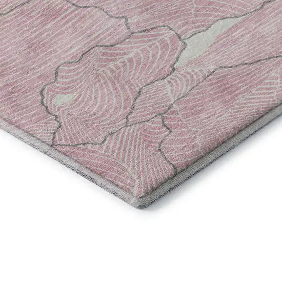 Pink Gray And Ivory Abstract Washable Area Rug With UV Protection Photo 7