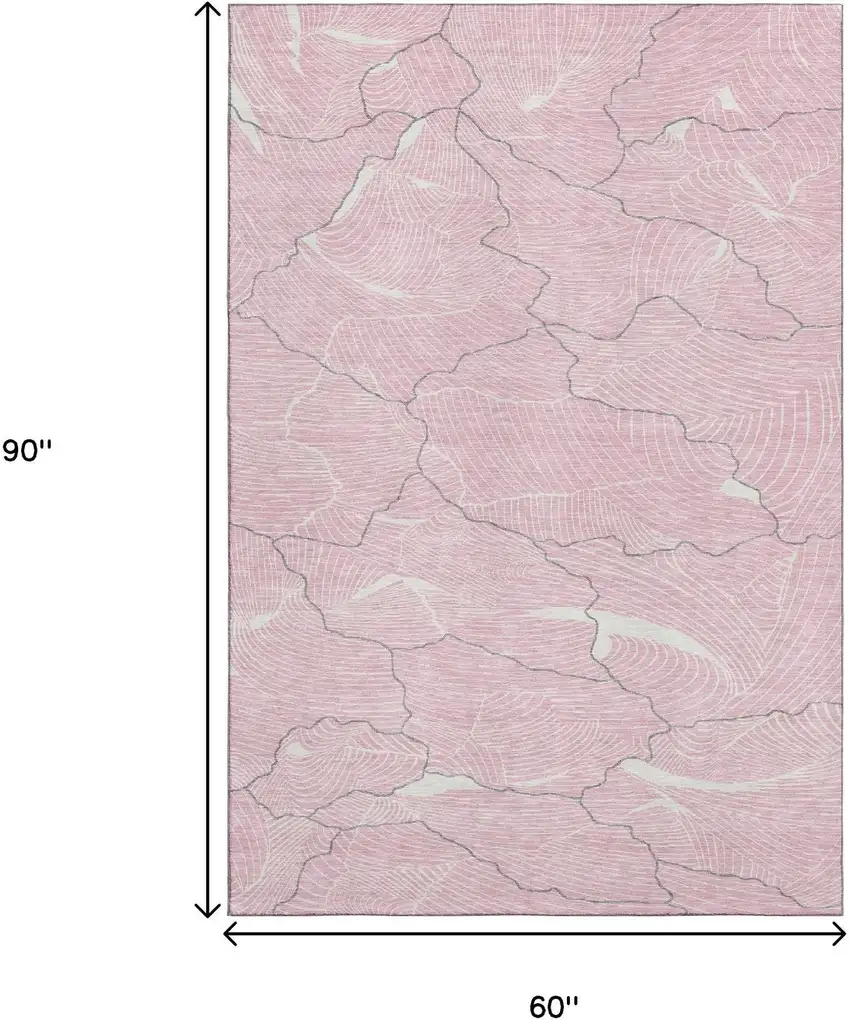 Pink Gray And Ivory Abstract Washable Area Rug With UV Protection Photo 6