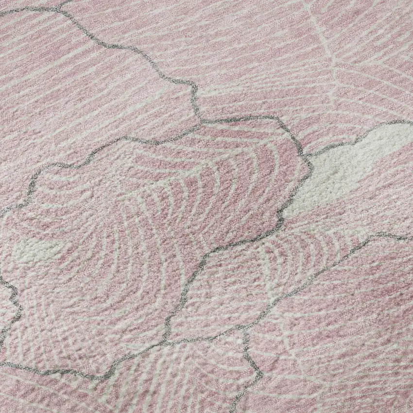 Pink Gray And Ivory Abstract Washable Area Rug With UV Protection Photo 9