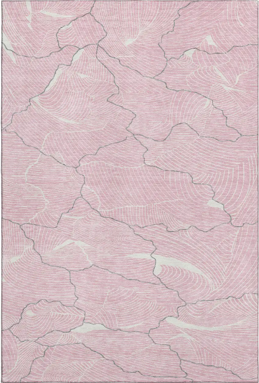 Pink Gray And Ivory Abstract Washable Area Rug With UV Protection Photo 1