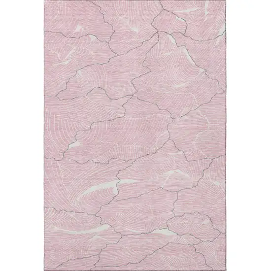Pink Gray And Ivory Abstract Washable Area Rug With UV Protection Photo 3