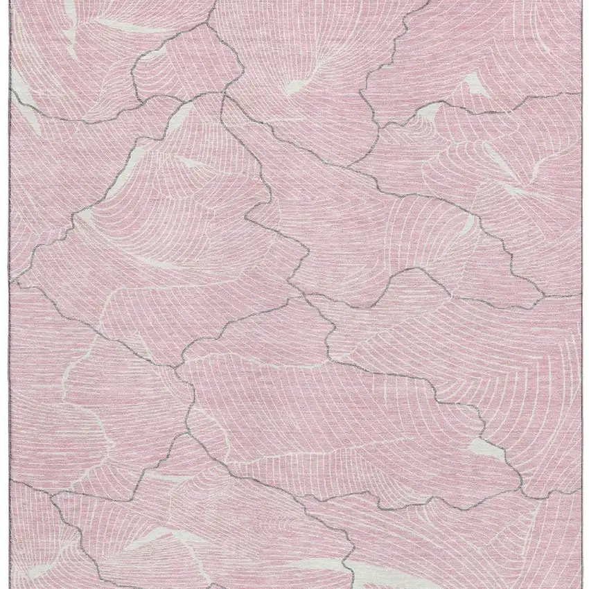 Pink Gray And Ivory Abstract Washable Area Rug With UV Protection Photo 2