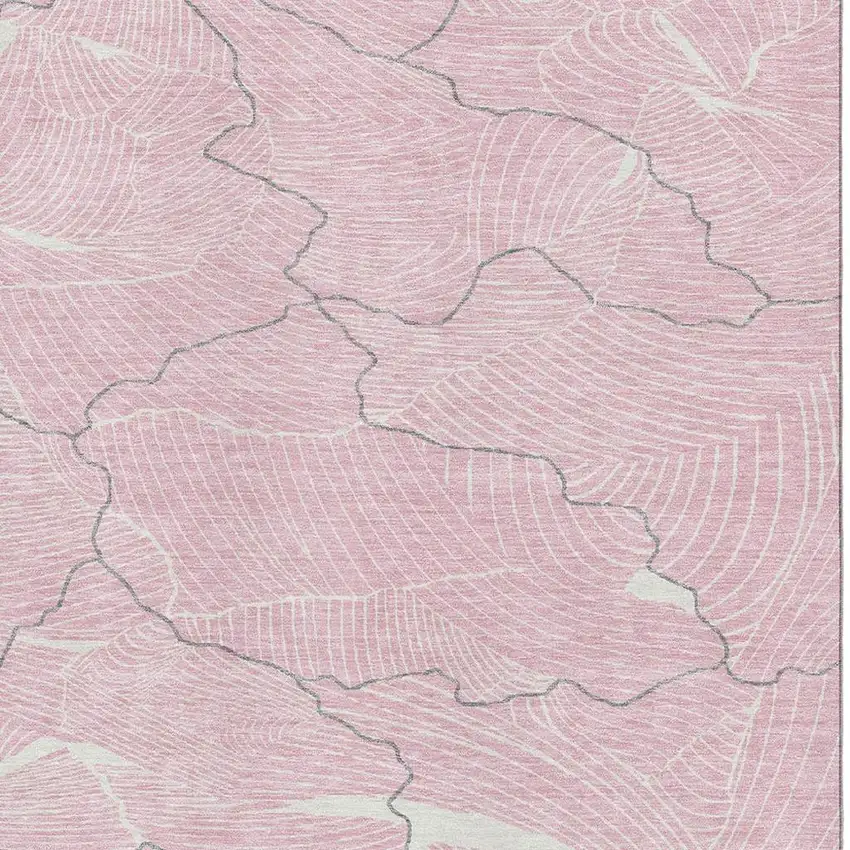 Pink Gray And Ivory Abstract Washable Area Rug With UV Protection Photo 2