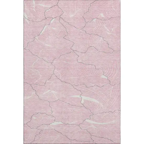Pink Gray And Ivory Abstract Washable Area Rug With UV Protection Photo 1