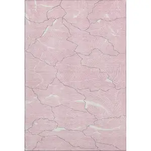 Photo of Pink Gray And Ivory Abstract Washable Area Rug With UV Protection