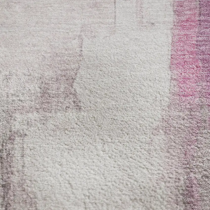 Pink Gray And Ivory Abstract Washable Area Rug With UV Protection Photo 4