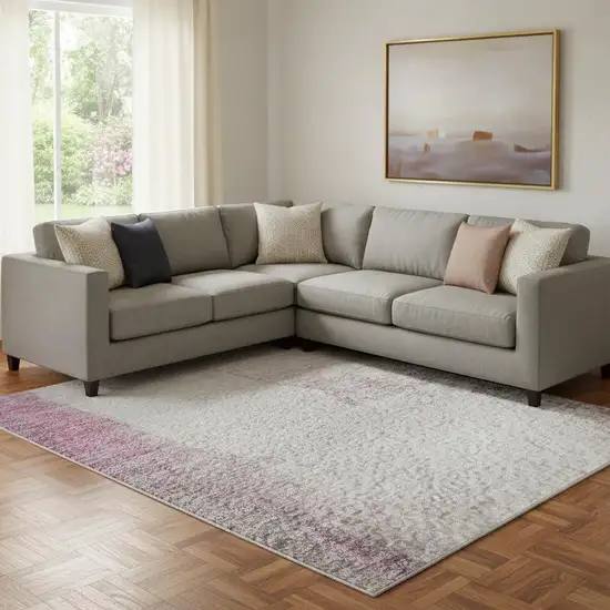 Pink Gray And Ivory Abstract Washable Area Rug With UV Protection Photo 2