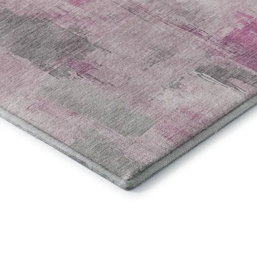 Pink Gray And Ivory Abstract Washable Area Rug With UV Protection Photo 9
