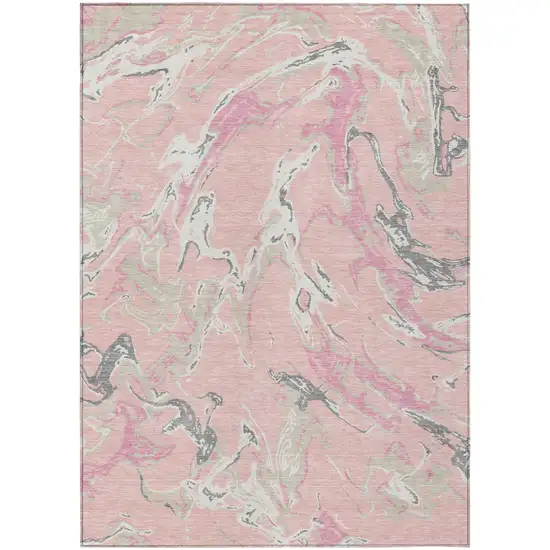 Pink Gray And Ivory Abstract Washable Indoor Outdoor Area Rug Photo 2
