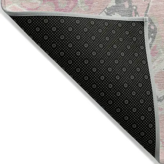 Pink Gray And Ivory Abstract Washable Indoor Outdoor Area Rug Photo 4