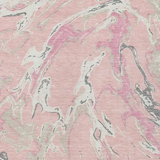 Pink Gray And Ivory Abstract Washable Indoor Outdoor Area Rug Photo 7