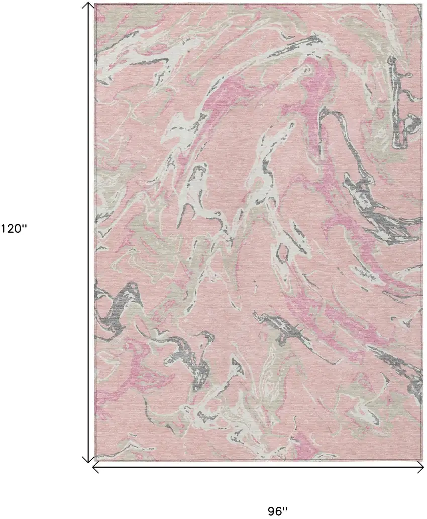 Pink Gray And Ivory Abstract Washable Indoor Outdoor Area Rug Photo 3