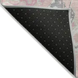 Photo of Pink Gray And Ivory Abstract Washable Indoor Outdoor Area Rug
