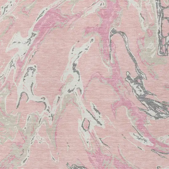 Pink Gray And Ivory Abstract Washable Indoor Outdoor Area Rug Photo 7