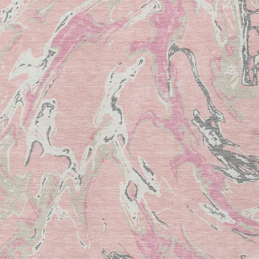 Pink Gray And Ivory Abstract Washable Indoor Outdoor Area Rug Photo 7