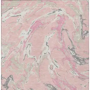 Photo of Pink Gray And Ivory Abstract Washable Indoor Outdoor Area Rug
