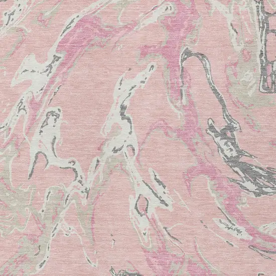 Pink Gray And Ivory Abstract Washable Indoor Outdoor Area Rug Photo 7