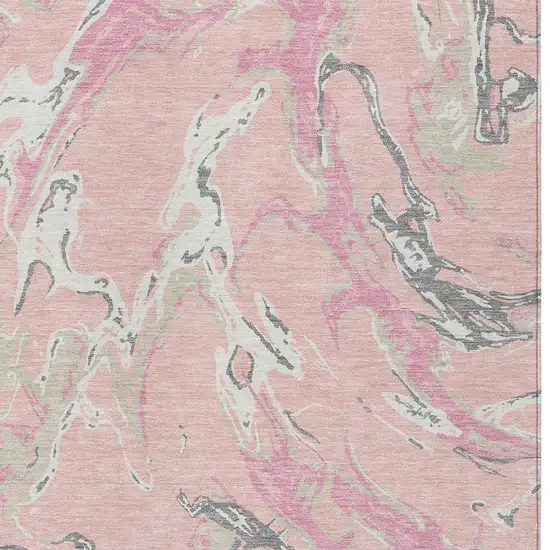 Pink Gray And Ivory Abstract Washable Indoor Outdoor Area Rug Photo 7