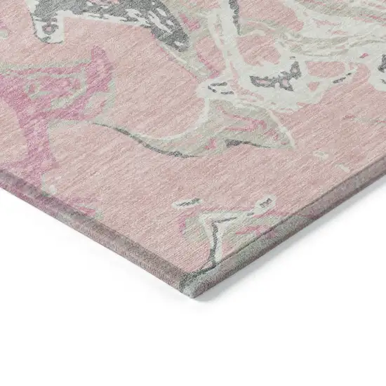Pink Gray And Ivory Abstract Washable Indoor Outdoor Area Rug Photo 5