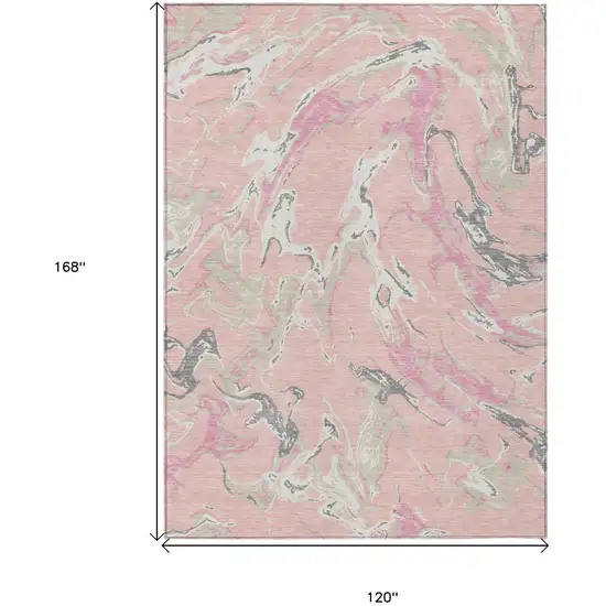 Pink Gray And Ivory Abstract Washable Indoor Outdoor Area Rug Photo 3
