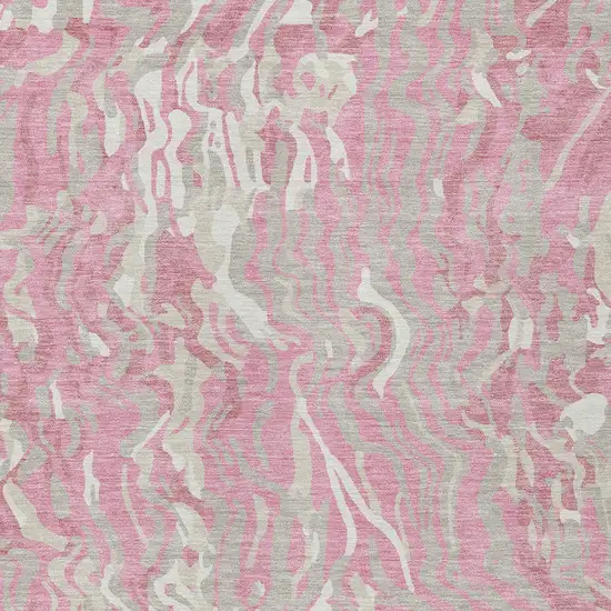 Pink Gray And Ivory Abstract Washable Indoor Outdoor Area Rug Photo 7