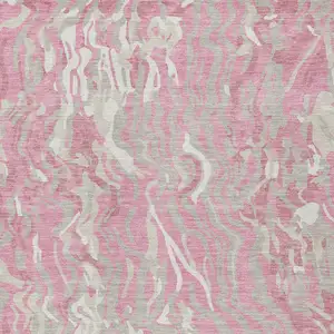 Photo of Pink Gray And Ivory Abstract Washable Indoor Outdoor Area Rug