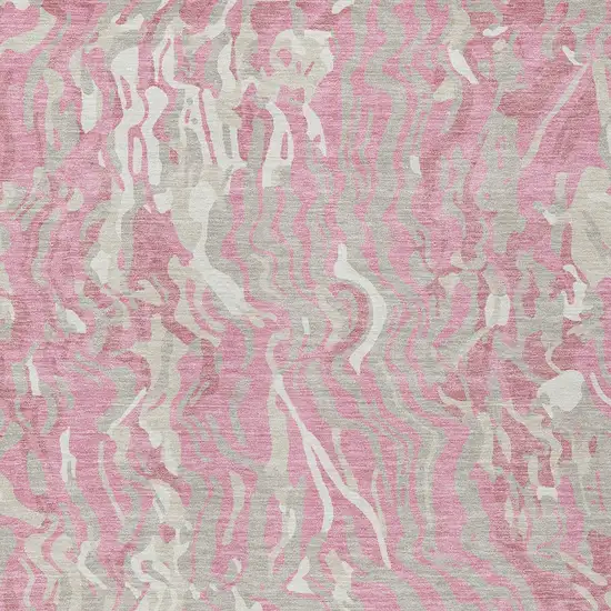 Pink Gray And Ivory Abstract Washable Indoor Outdoor Area Rug Photo 7