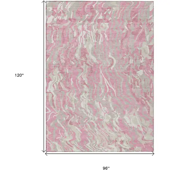 Pink Gray And Ivory Abstract Washable Indoor Outdoor Area Rug Photo 3