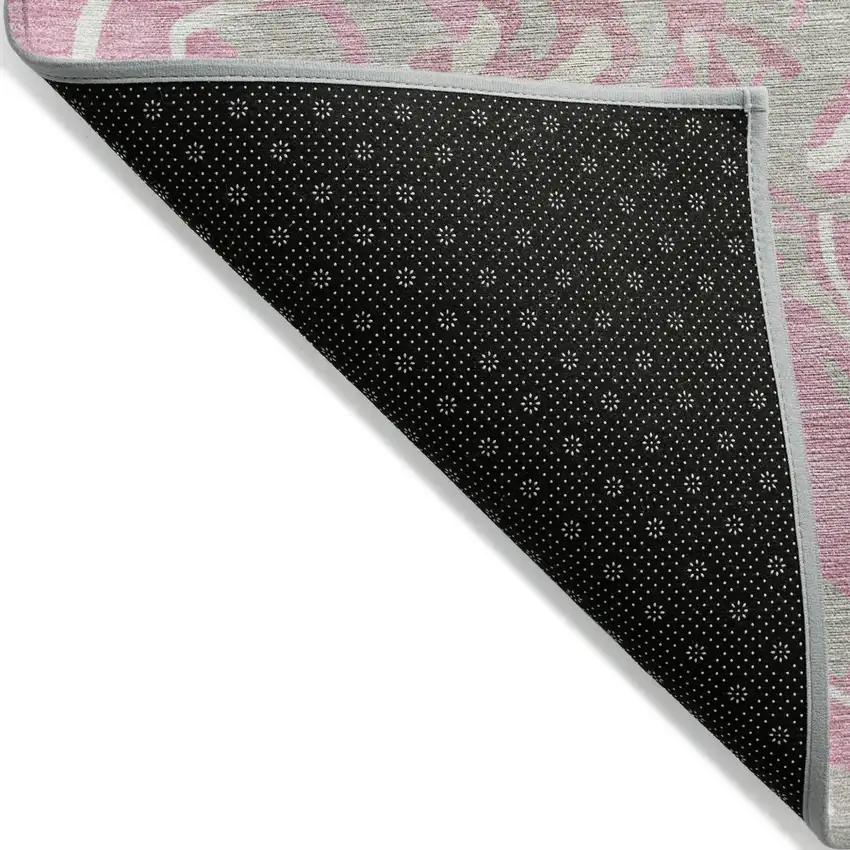 Pink Gray And Ivory Abstract Washable Indoor Outdoor Area Rug Photo 4