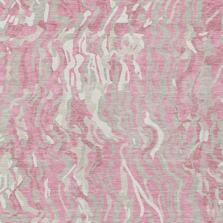 Pink Gray And Ivory Abstract Washable Indoor Outdoor Area Rug Photo 7