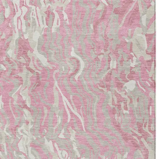 Pink Gray And Ivory Abstract Washable Indoor Outdoor Area Rug Photo 7
