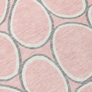 Photo of Pink Gray And Ivory Abstract Washable Indoor Outdoor Area Rug